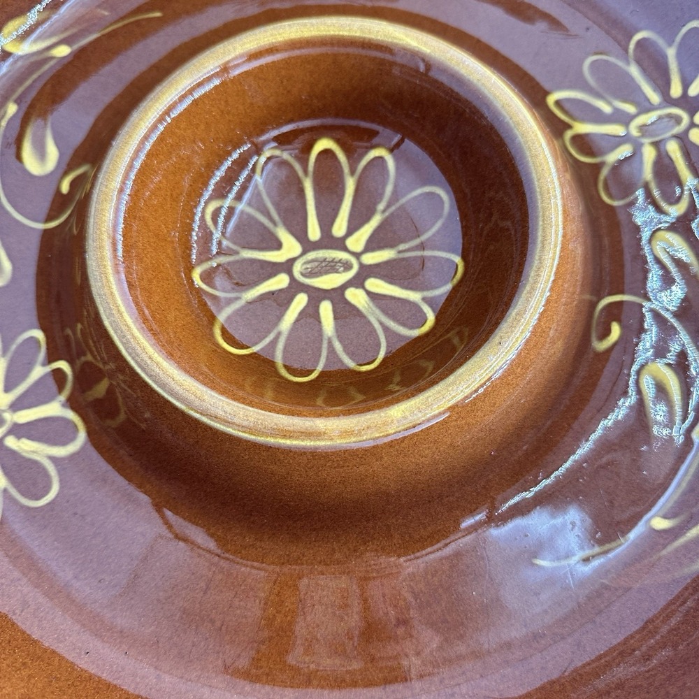 1990's Vintage Williams Sonoma Brown Ceramic Chip and Dip Bowl - Picture 2 of 11